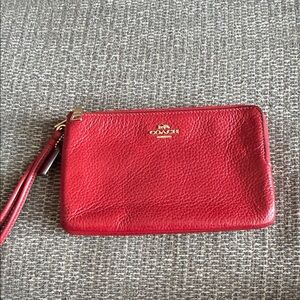 Coach Cherry Red Leather Wristlet